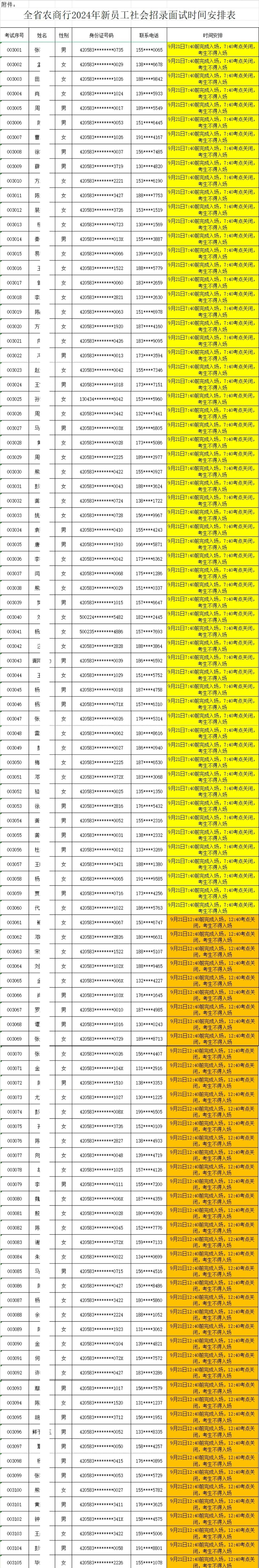 2024年新員工社會(huì)招錄面試時(shí)間安排表